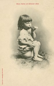 Child Eating a Slice of Bread by French Photographer